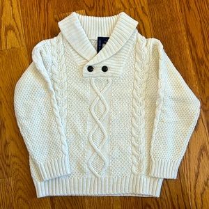 Janie and Jack Toddler Boy Ivory Cable Knit Sweater Size 3. EUC